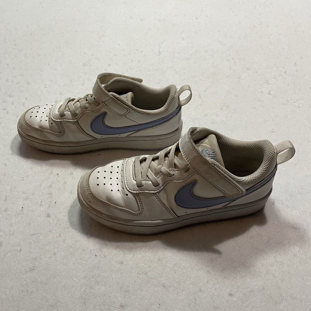 Nike Kids Court Borough Low Top DV5457-103 White Blue Casual Shoes Sneakers 1Y